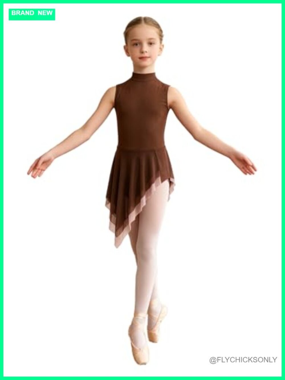 Girls Lyrical Dance Costume Contemporary Ballet Leotard Dress Asymmetrical